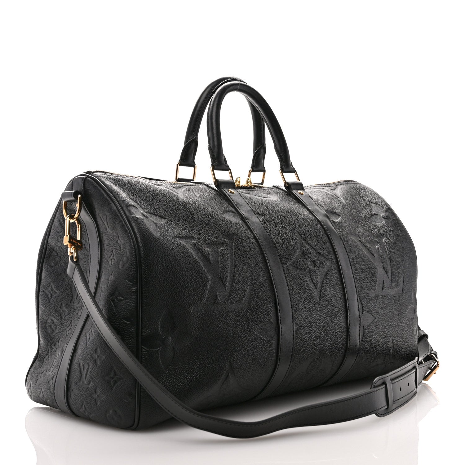Louis Vuitton Empreinte Monogram Giant Keepall Bandouliere 45 Black 2 of 9