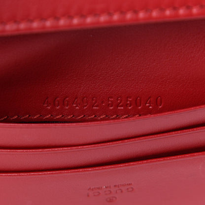 Gucci Calfskin Matelasse GG Marmont Card Case Wallet Hibiscus Red 7 of 8