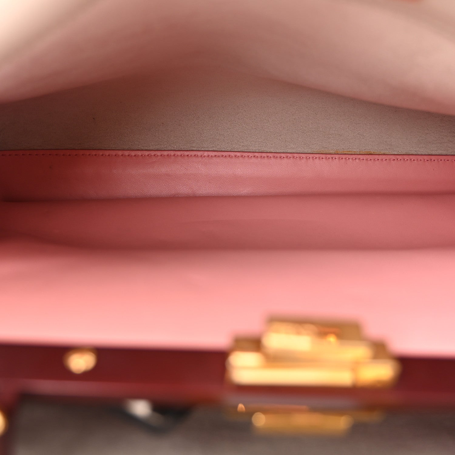 Fendi Vitello Seta Shiny Nappa Medium Peekaboo Iconic Satchel Grigio Polvere Bois de Rose 5 of 13