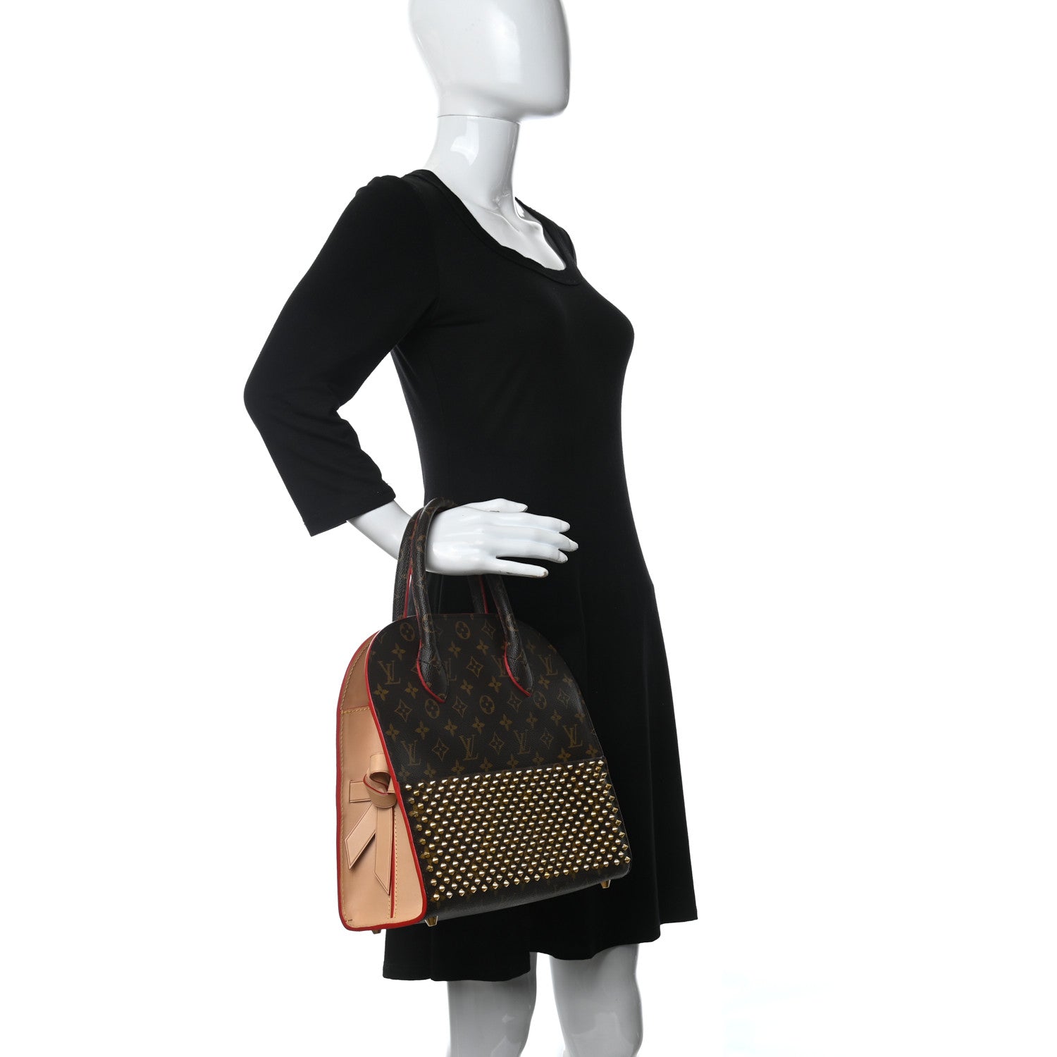 Louis Vuitton Monogram Calf Hair Spikes Iconoclasts Christian Louboutin Tote Red 2 of 8