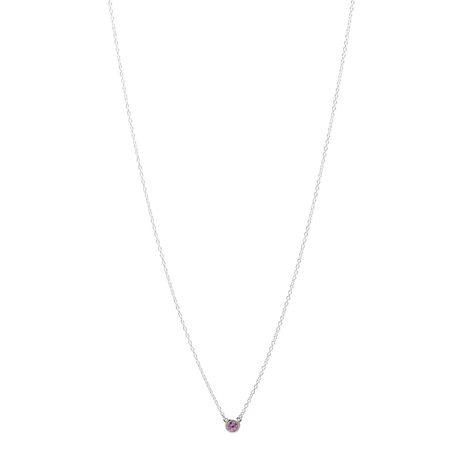 Tiffany Sterling Silver Pink Sapphire .08ct Elsa Peretti Color By The Yard Necklace 1 of 3