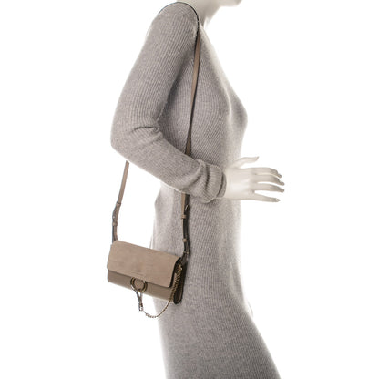 Chloe Suede Calfskin Mini Faye Shoulder Bag Motty Grey 2 of 7