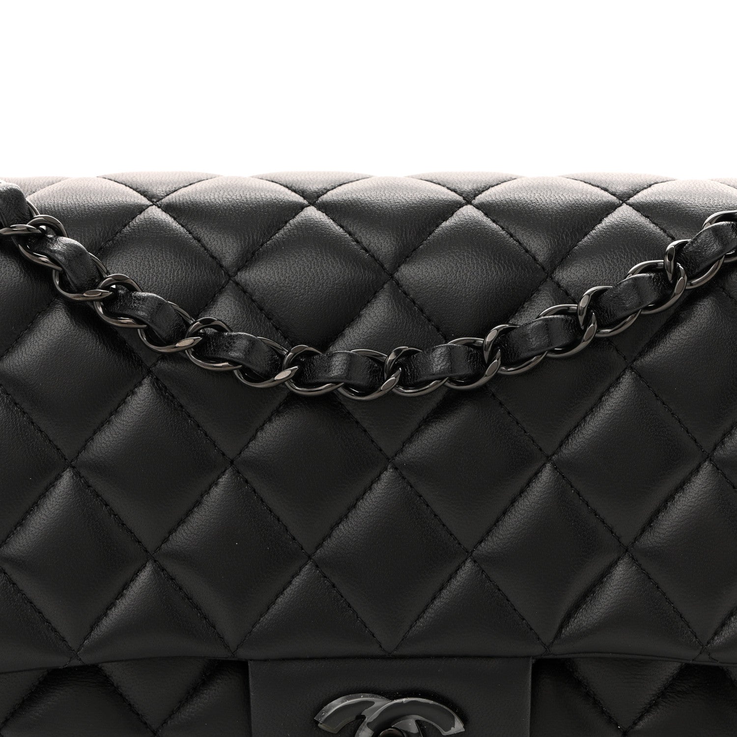 Chanel Lambskin Quilted Medium Double Flap So Black 8 of 10