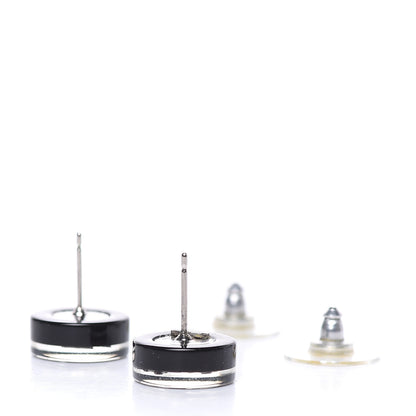 Chanel Resin CC Earrings Black Silver 4 of 4