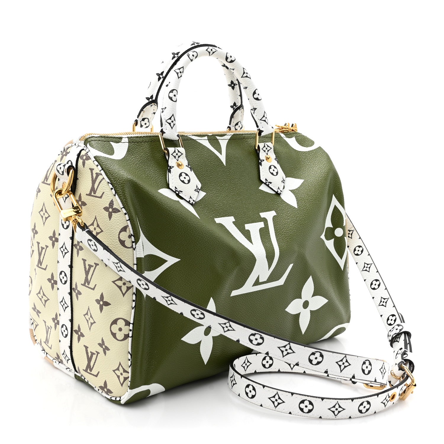 Louis Vuitton Monogram Giant Speedy Bandouliere 30 Kaki Beige 3 of 9