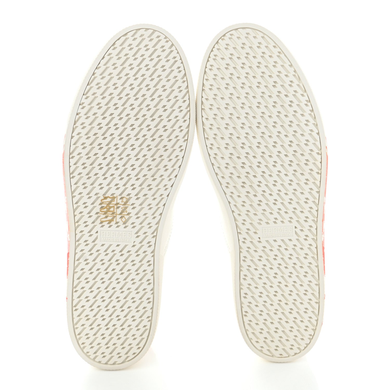 Hermes Swift Printed Peinture Fraiche Quicker Sneakers 37 White Orange 5 of 9
