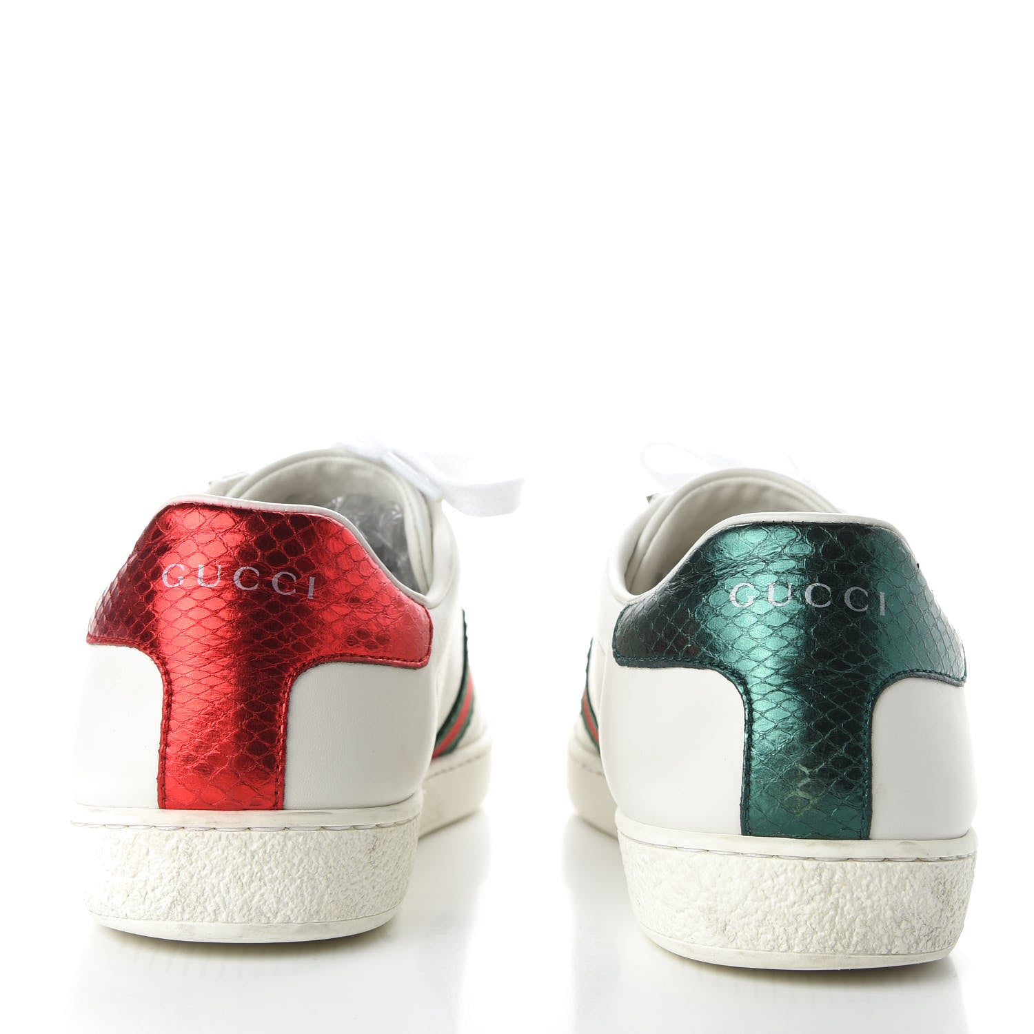 Gucci Calfskin Ayers Bee Embroidered Womens Ace Sneakers 38 White Green 6 of 10