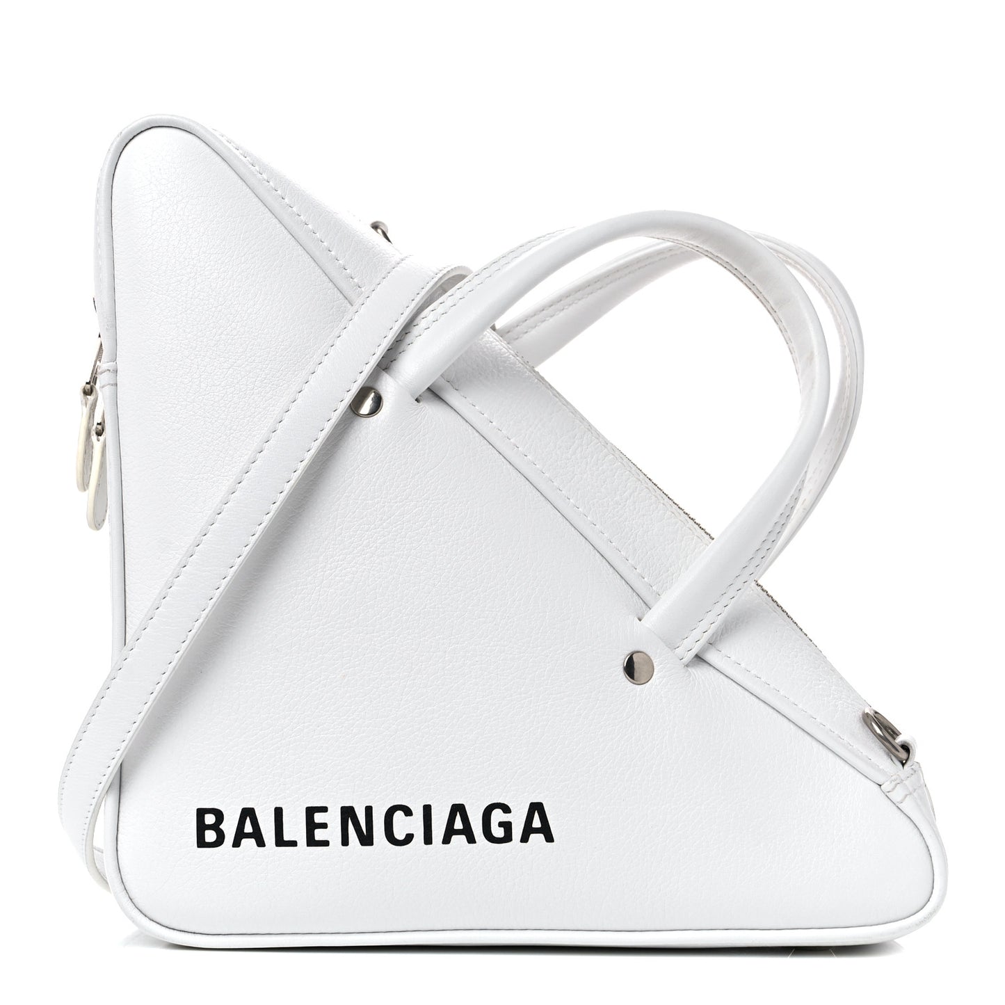 Calfskin S Triangle Duffle White