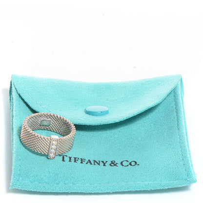 Tiffany Sterling Silver Diamond Somerset Mesh Ring 52 6 6 of 6
