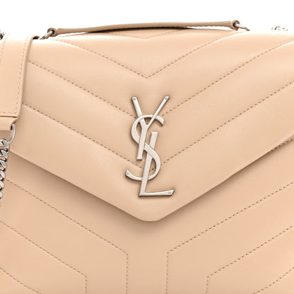 Saint Laurent Calfskin Y Quilted Monogram Small Loulou Chain Satchel Nude Powder 9 of 11