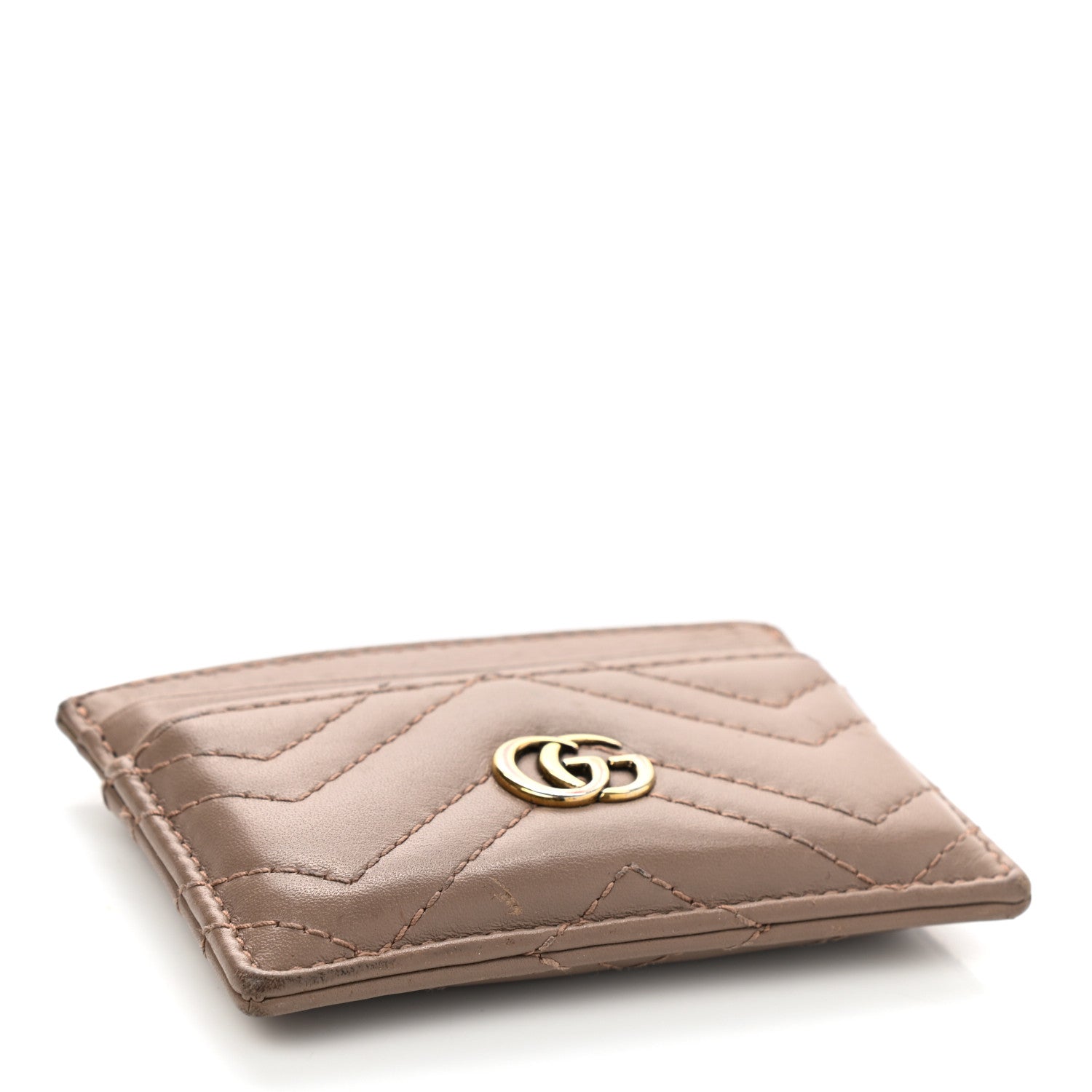 Gucci Calfskin Matelasse GG Marmont Card Holder Porcelain Rose 4 of 8