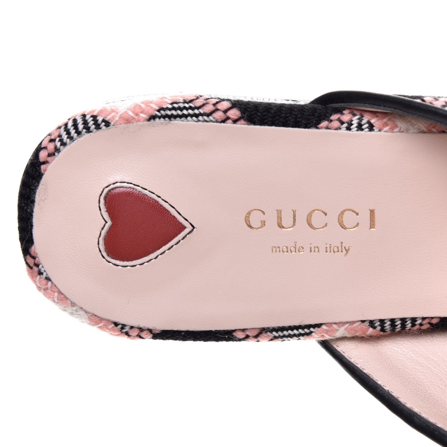 Gucci Tweed Calfskin Damier Womens Princetown Slippers 37 Black Pink Multicolor 6 of 8