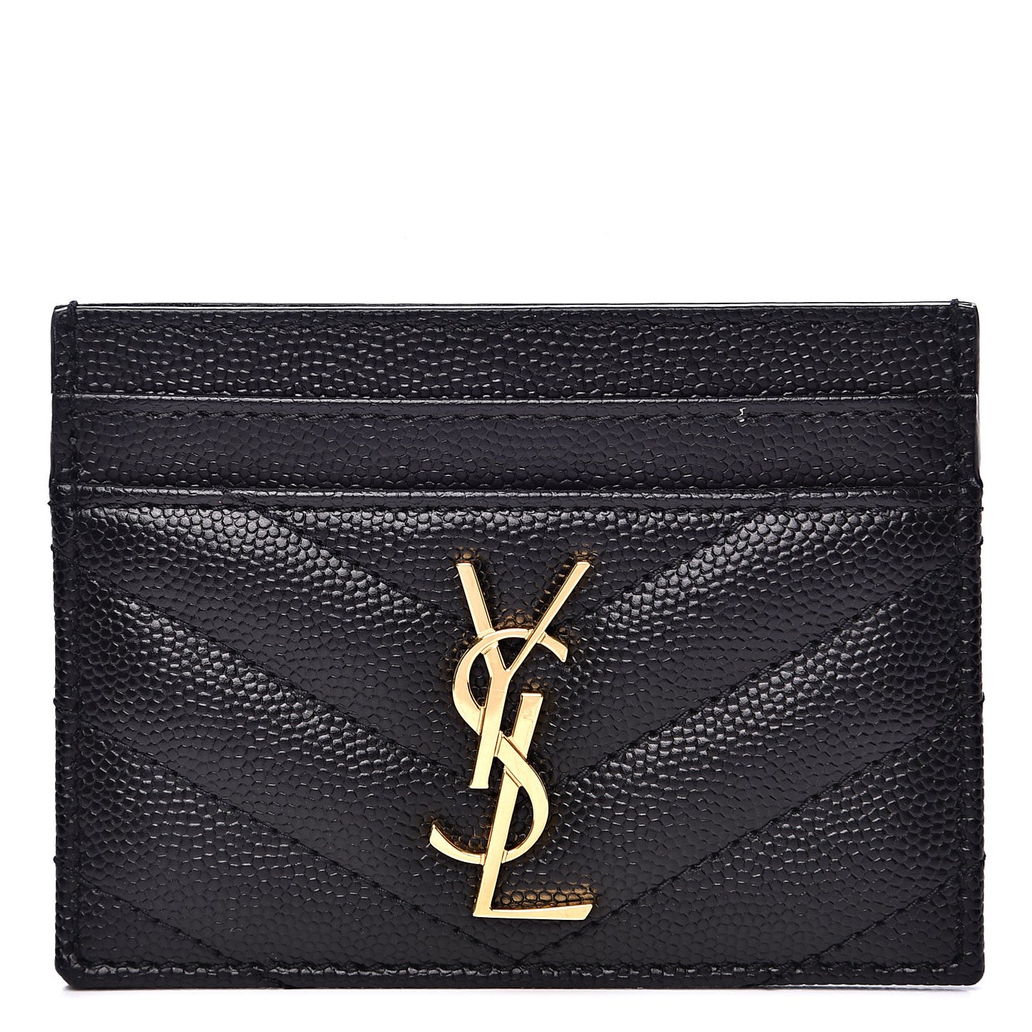 Grain De Poudre Matelasse Chevron Monogram Credit Card Case Black