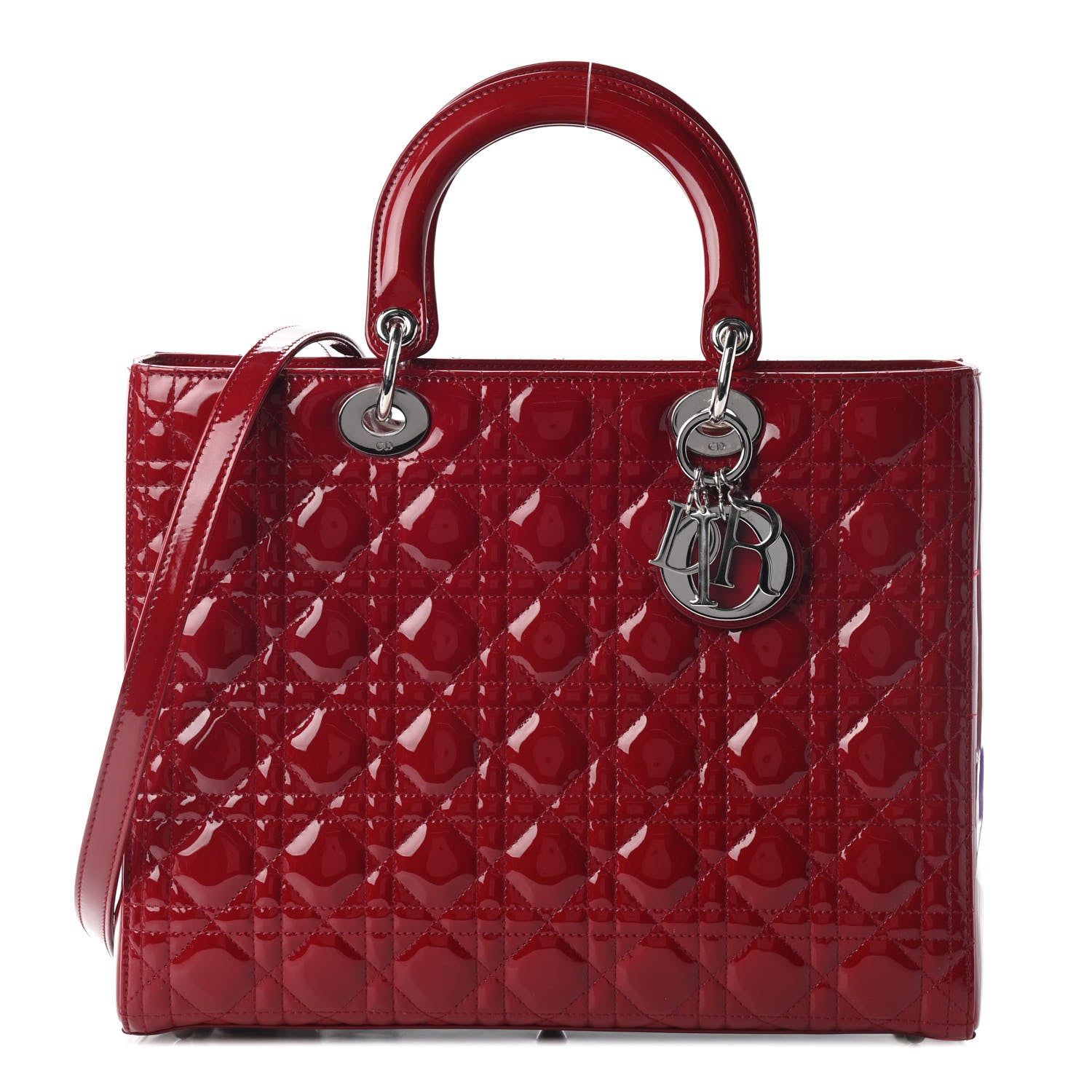 Christian Dior Patent Cannage Large Lady Dior Red 1 of 11