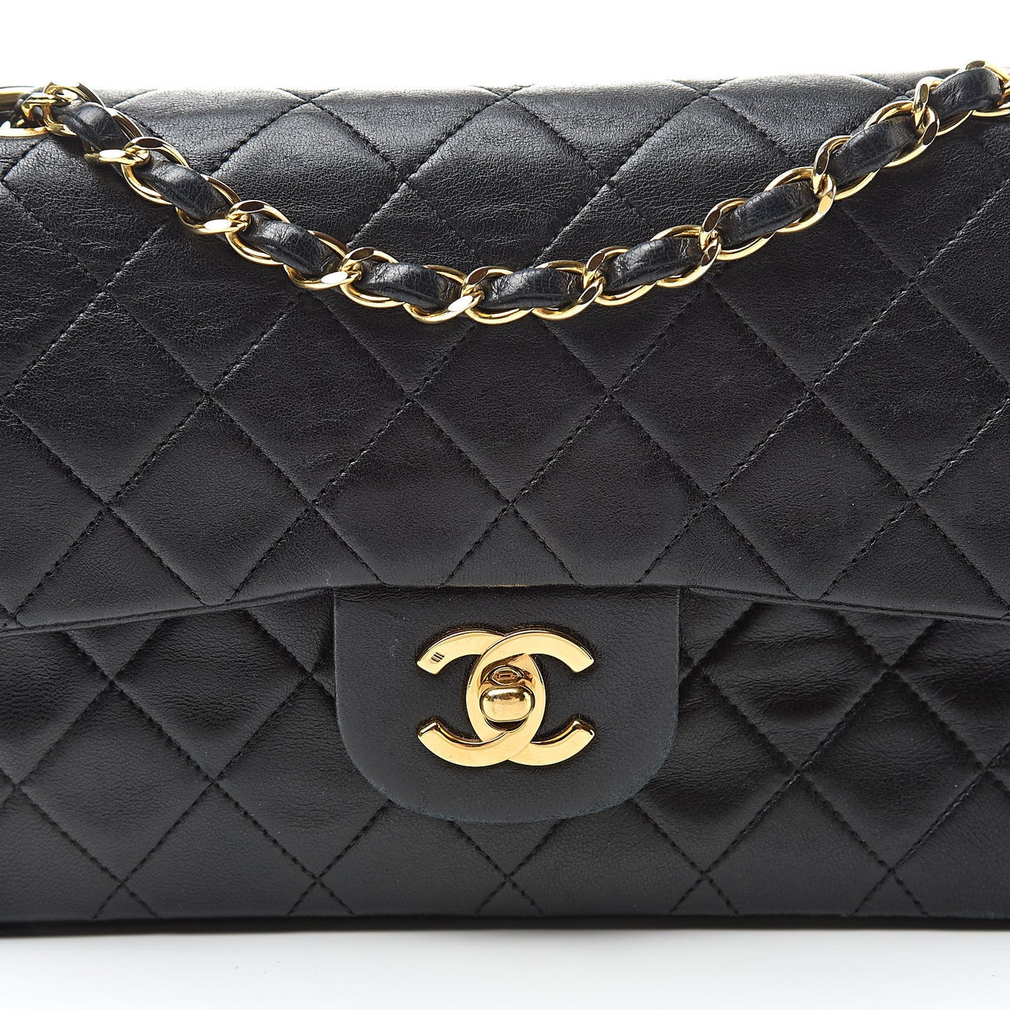 Lambskin Quilted Small Double Flap Black