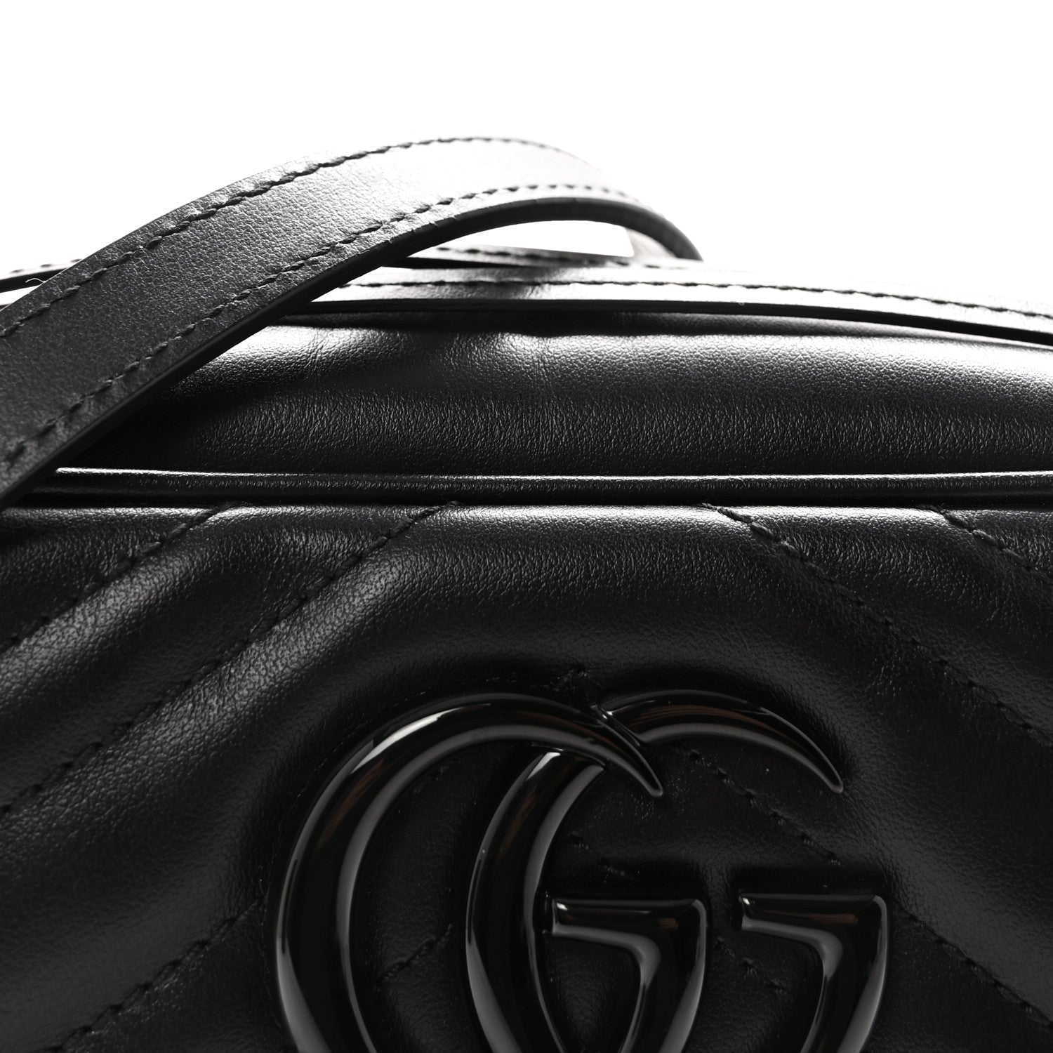 Gucci Calfskin Matelasse Monochrome Small GG Marmont Chain Shoulder Bag Black 7 of 9