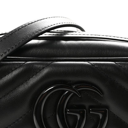 Gucci Calfskin Matelasse Monochrome Small GG Marmont Chain Shoulder Bag Black 7 of 9
