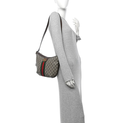 Gucci GG Supreme Monogram Web Small Ophidia Half Moon Hobo Brown 2 of 10