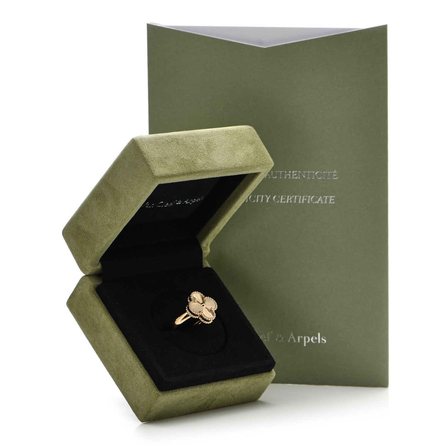 Van Cleef & Arpels 18K Yellow Gold Guilloche Vintage Alhambra Ring 52 6 4 of 4