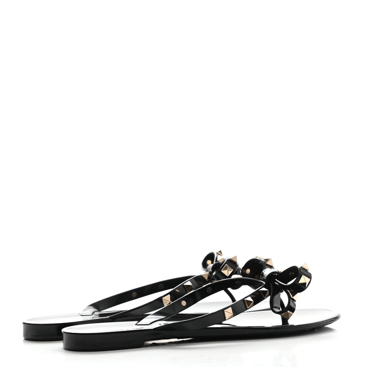 Valentino Garavani PVC Jelly Rockstud Bow Thong Sandals 37 Black 4 of 8