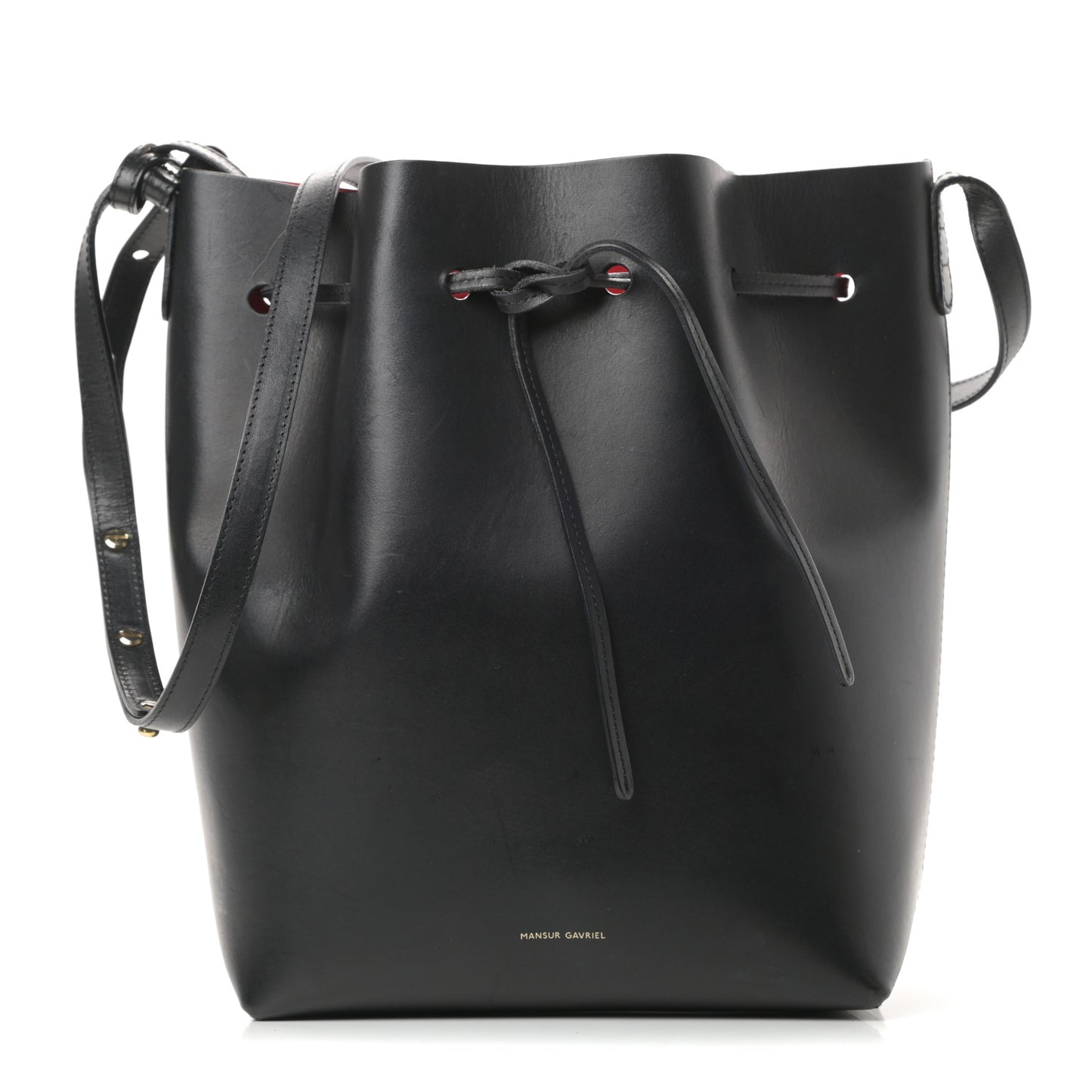 Vegetable Tanned Calfskin Bucket Bag Black Flamma