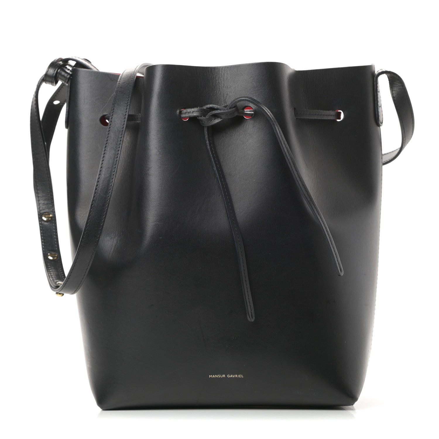 Mansur Gavriel Vegetable Tanned Calfskin Bucket Bag Black Flamma 1 of 16