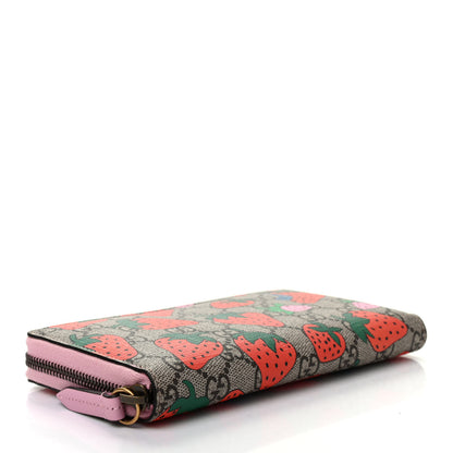 Gucci GG Supreme Monogram Strawberry Zip Around Wallet Light Pink 4 of 7