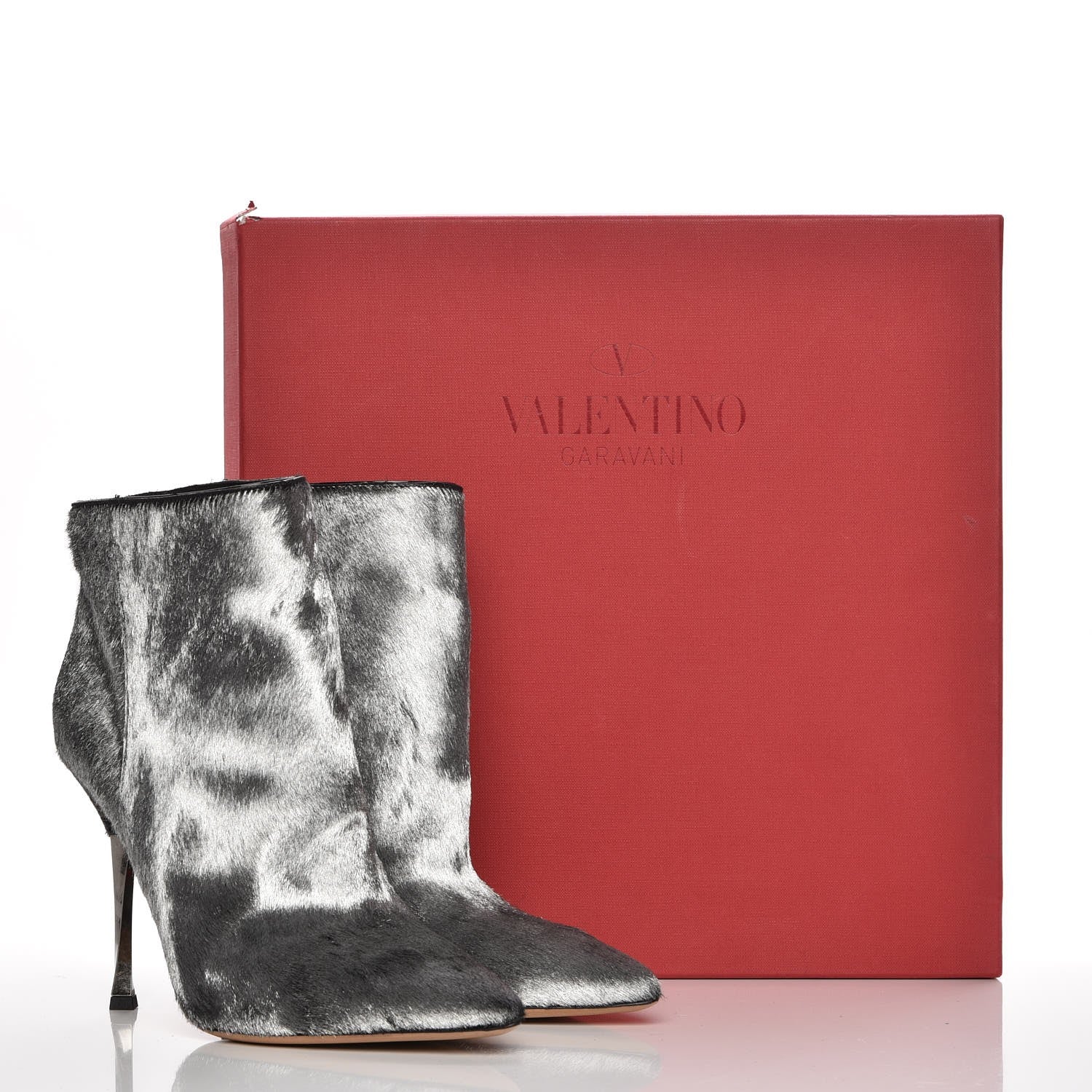 Valentino Garavani Dyed Calf Hair Ankle Boots 37.5 Silver 10 of 10