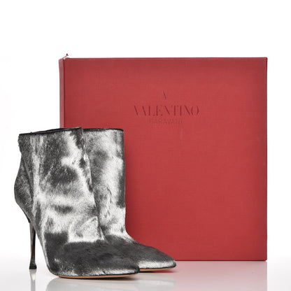 Valentino Garavani Dyed Calf Hair Ankle Boots 37.5 Silver 10 of 10