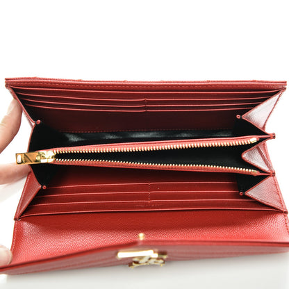 Saint Laurent Grain De Poudre Matelasse Chevron Monogram Wallet Red 5 of 7