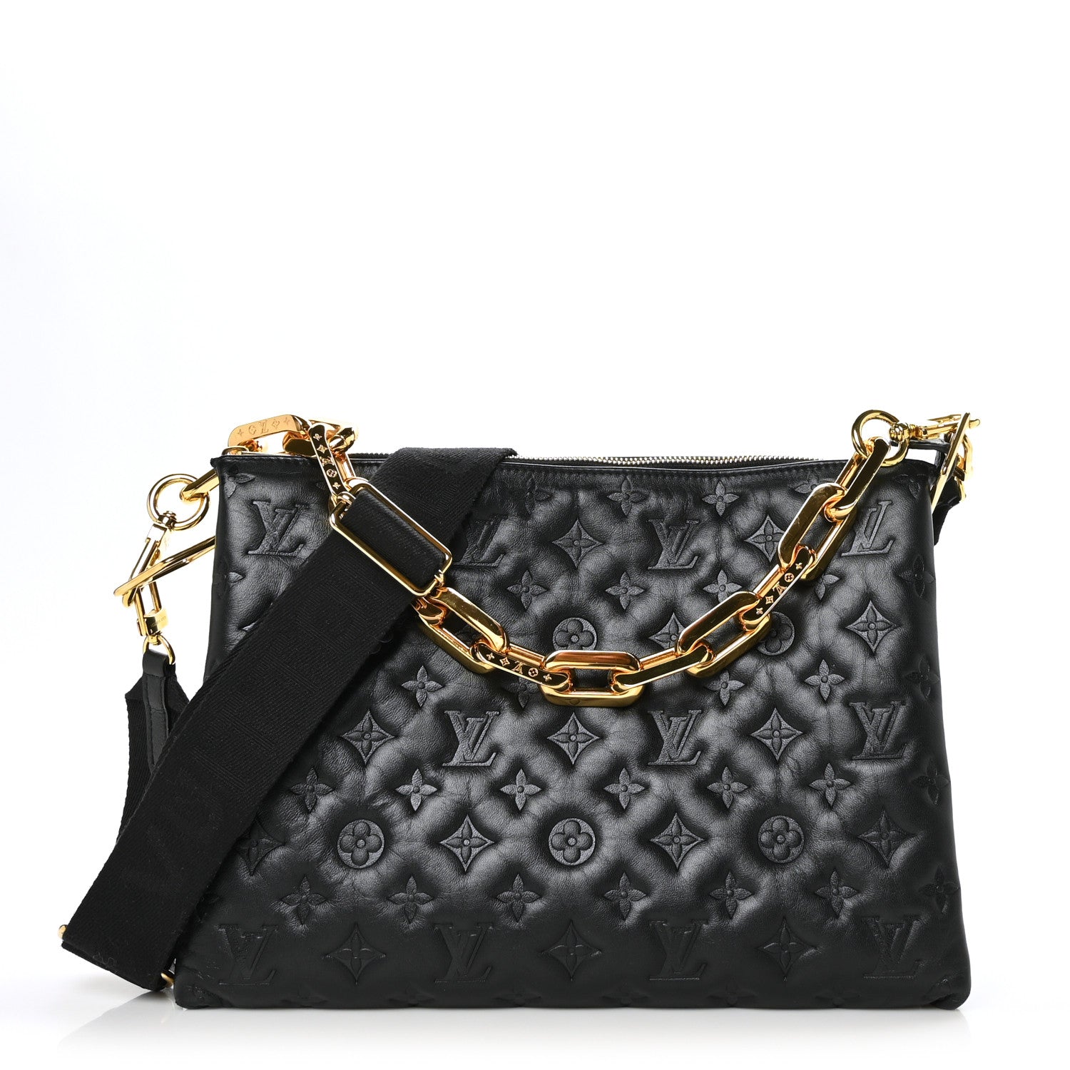 Louis Vuitton Lambskin Embossed Monogram Coussin MM Black 1 of 10