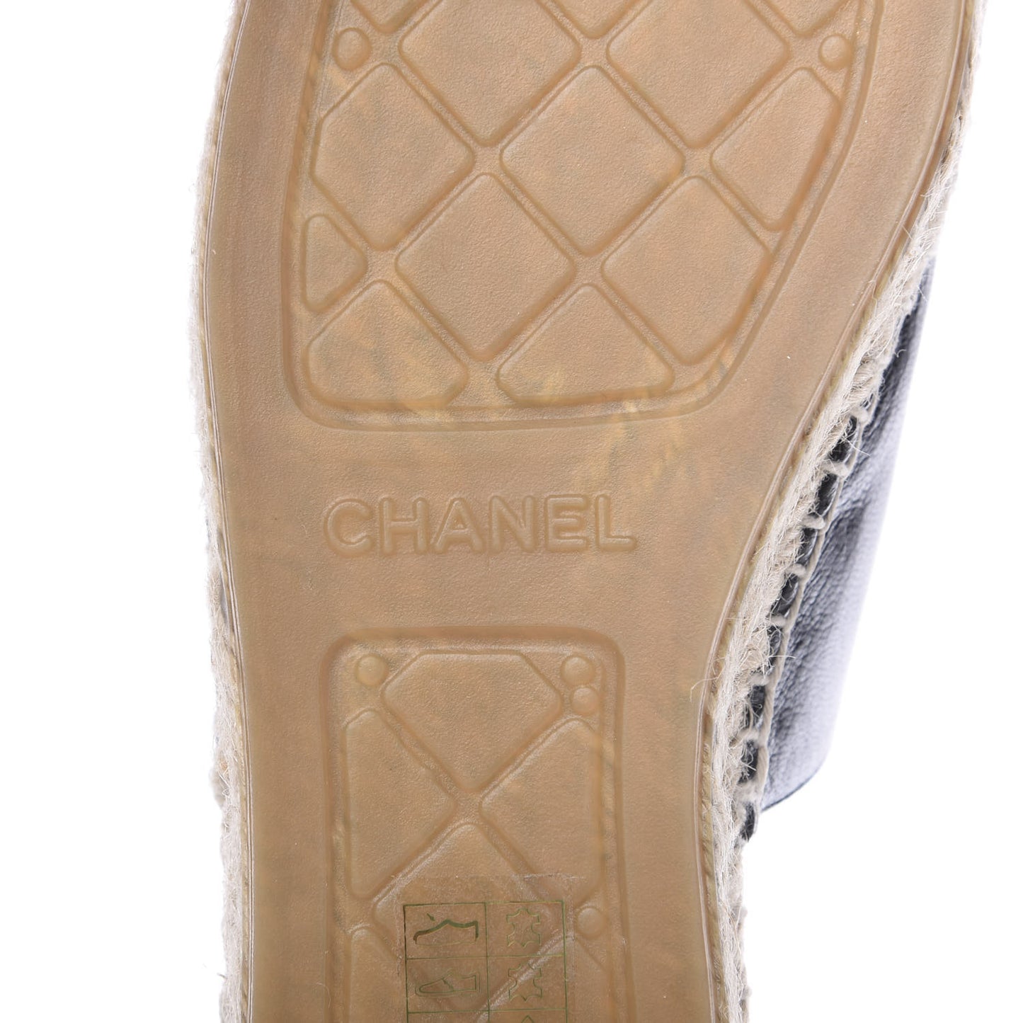Iridescent Goatskin Patent CC Espadrille Mules 39 Black