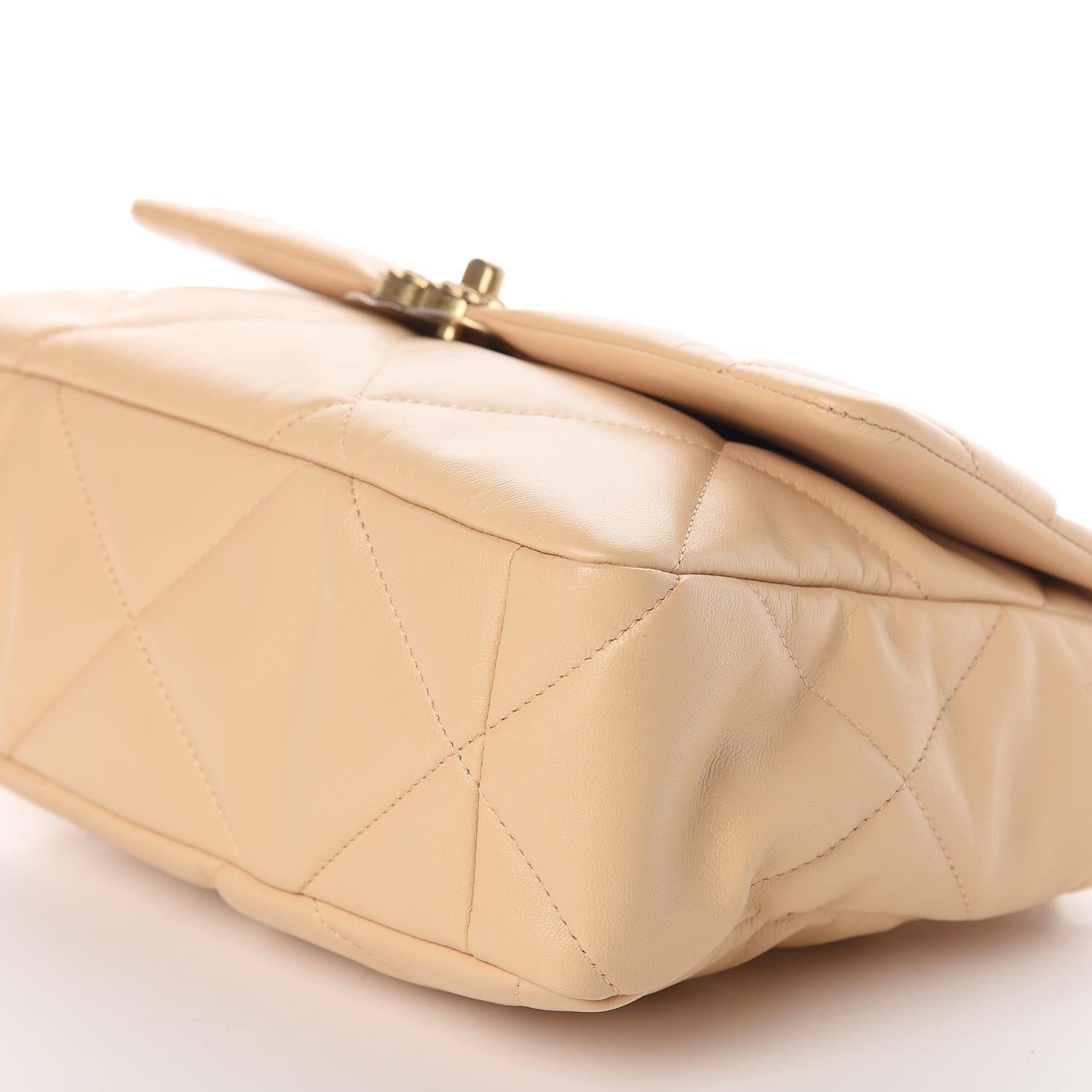 Chanel Shiny Goatskin Quilted Large 19 Flap Beige 7 of 11