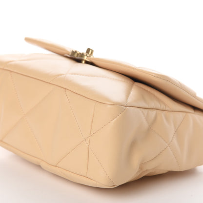 Chanel Shiny Goatskin Quilted Large 19 Flap Beige 7 of 11