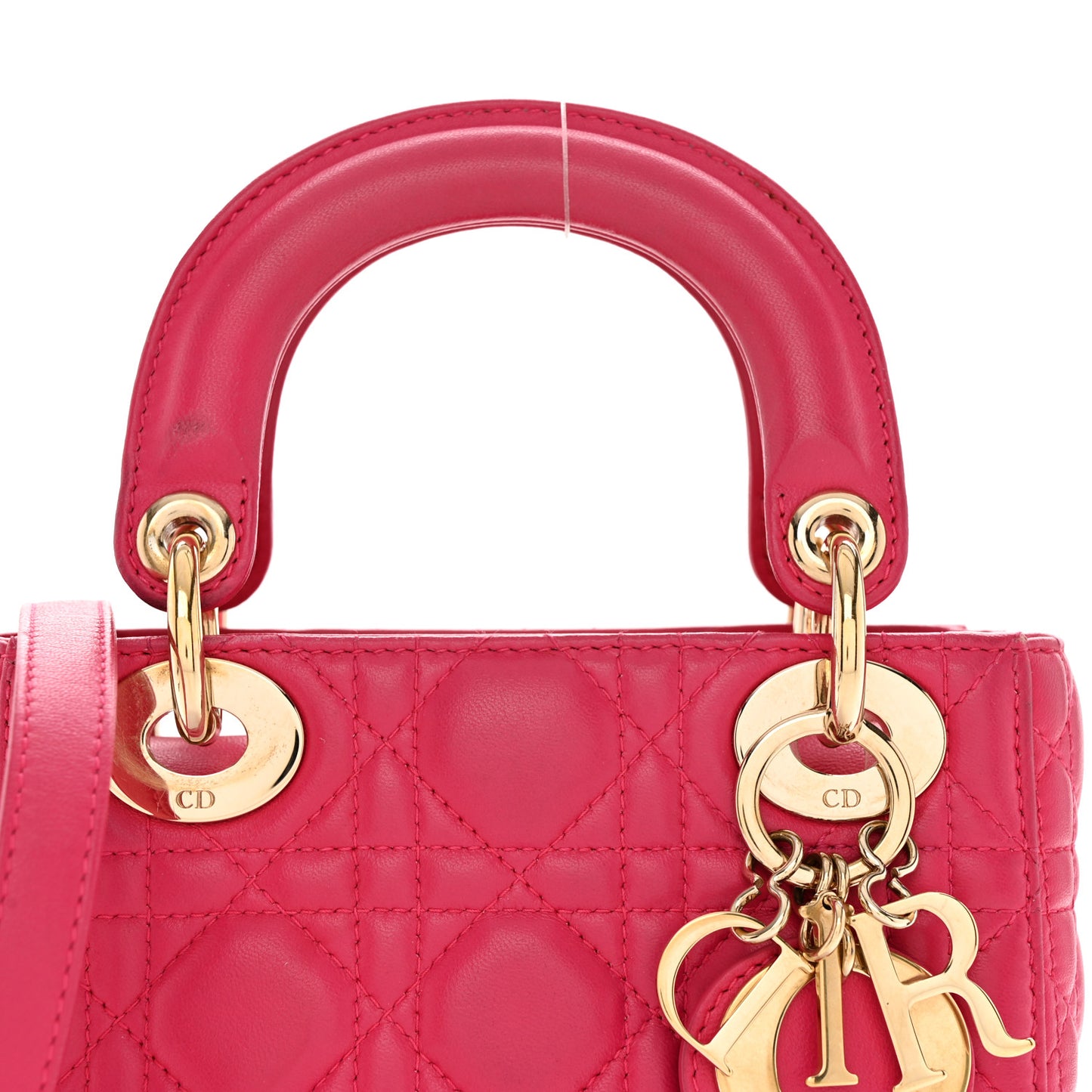 Lambskin Cannage Mini Lady Dior Fuchsia