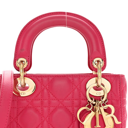 Christian Dior Lambskin Cannage Mini Lady Dior Fuchsia 8 of 13