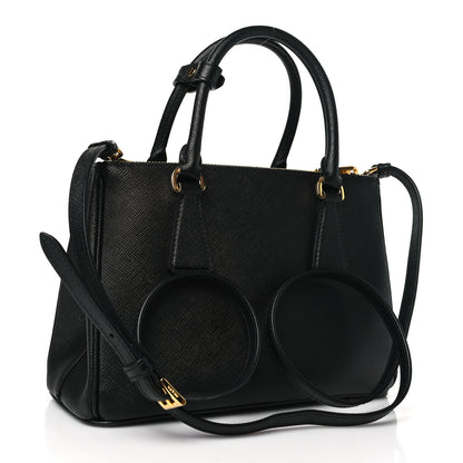 Prada Saffiano Small Galleria Double Zip Tote Black 3 of 10