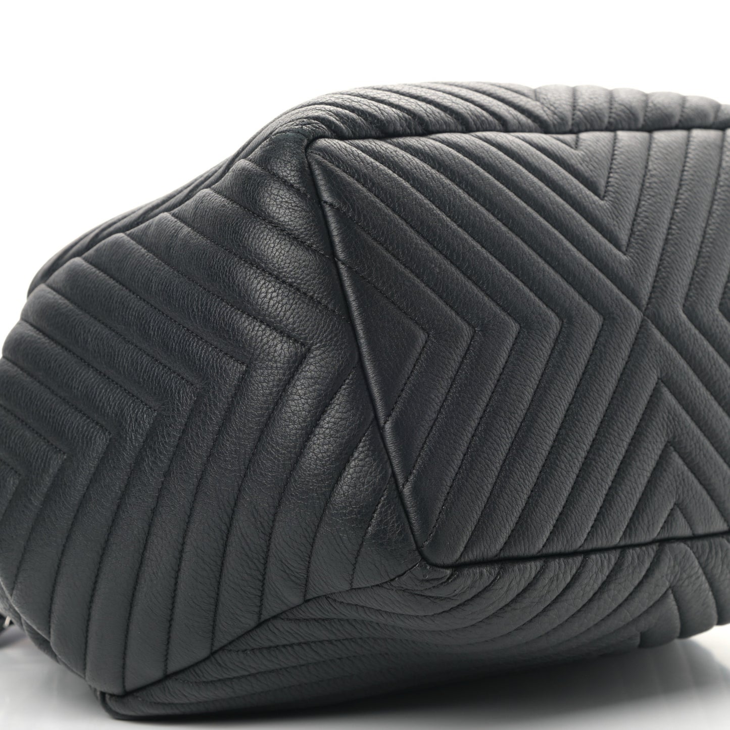 Deerskin Chevron Large CC Chain Bucket Drawstring Bag Black