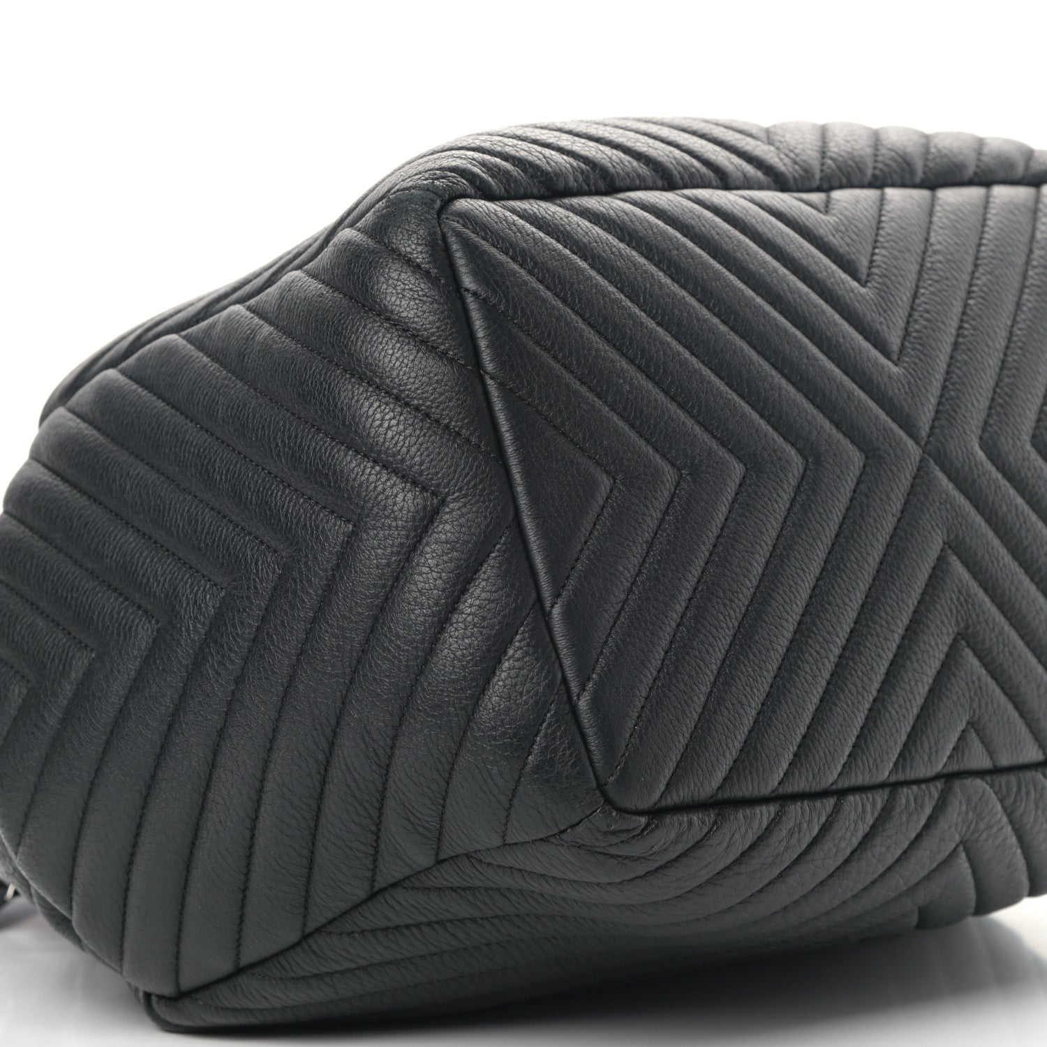 Chanel Deerskin Chevron Large CC Chain Bucket Drawstring Bag Black 1 of 11