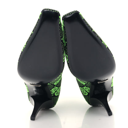 Gucci Technical Jersey Knit GG Monogram Square G 75mm Ankle Boots 39 Black Neon Green 5 of 8
