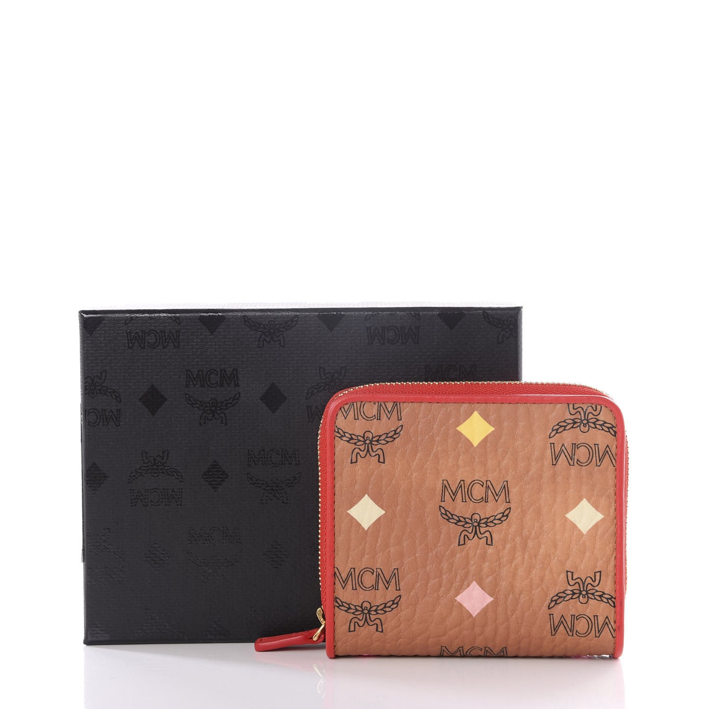 Skyoptic Visetos Mini Zip Around Wallet Cognac