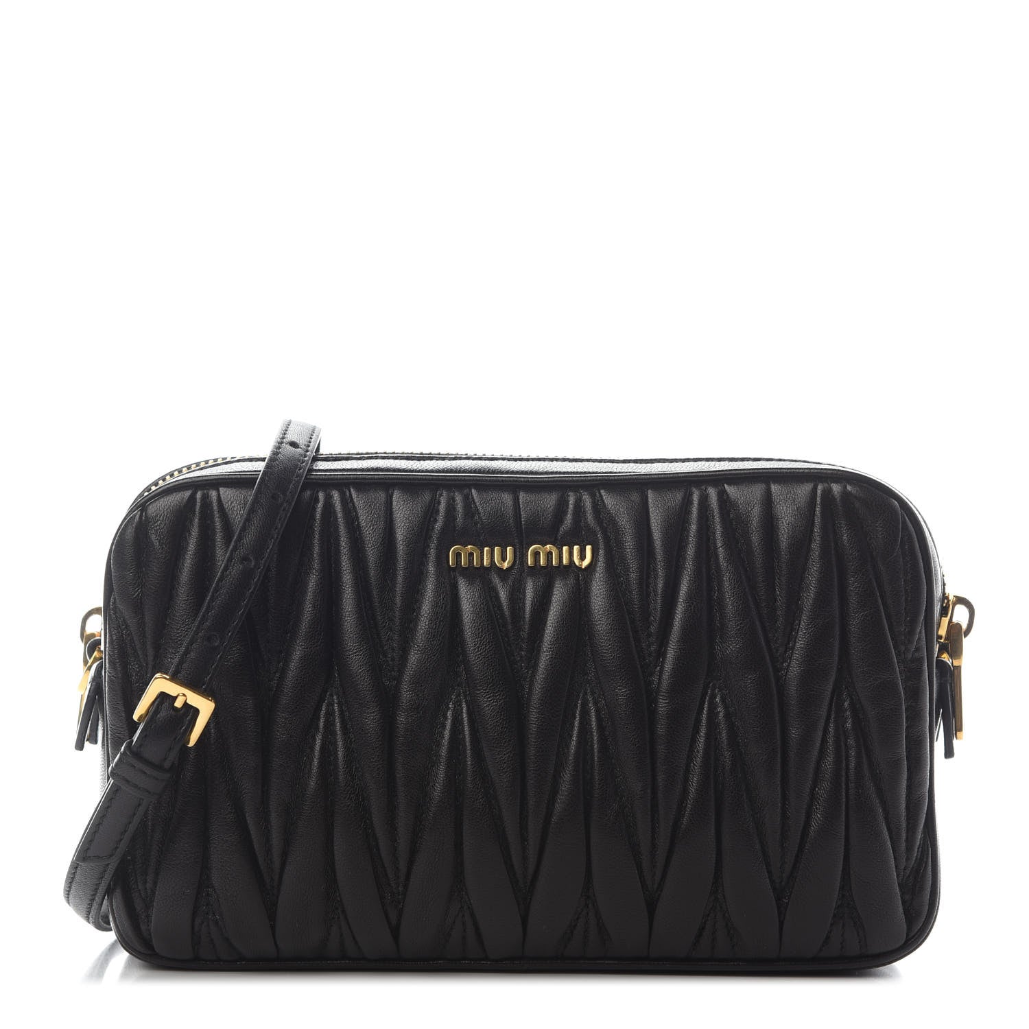 Miu Miu Nappa Matelasse Double Zip Pochette Clutch Black 1 of 9