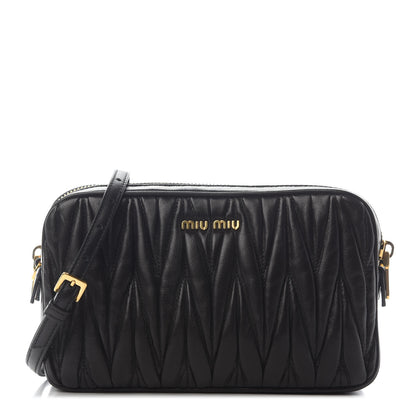 Miu Miu Nappa Matelasse Double Zip Pochette Clutch Black 1 of 9