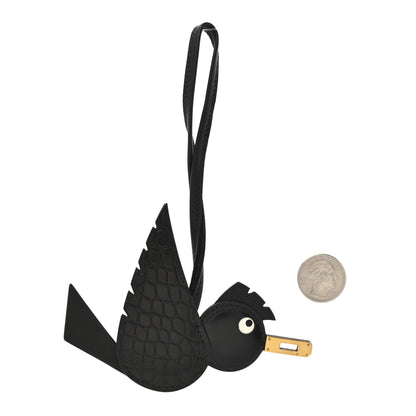Hermes Swift Alligator Birdy Bag Charm Black 2 of 5
