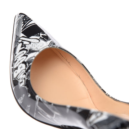 Christian Louboutin Patent Nicograf Pigalle Follies 100 Pumps 38 Black White 8 of 10