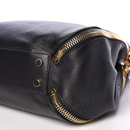 Tom Ford Grained Calfskin Sedgwick Medium Zipper Tote Black 9 of 15