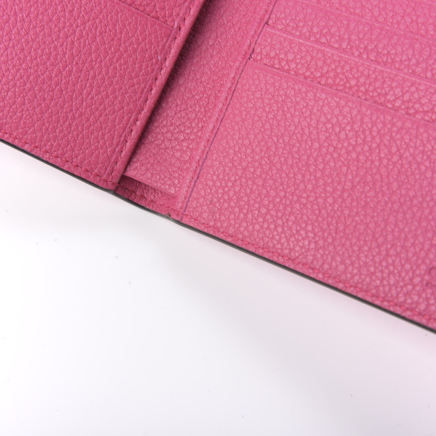 Gucci Grained Calfskin Logo Bi-Fold Wallet Box Pink Green 9 of 10