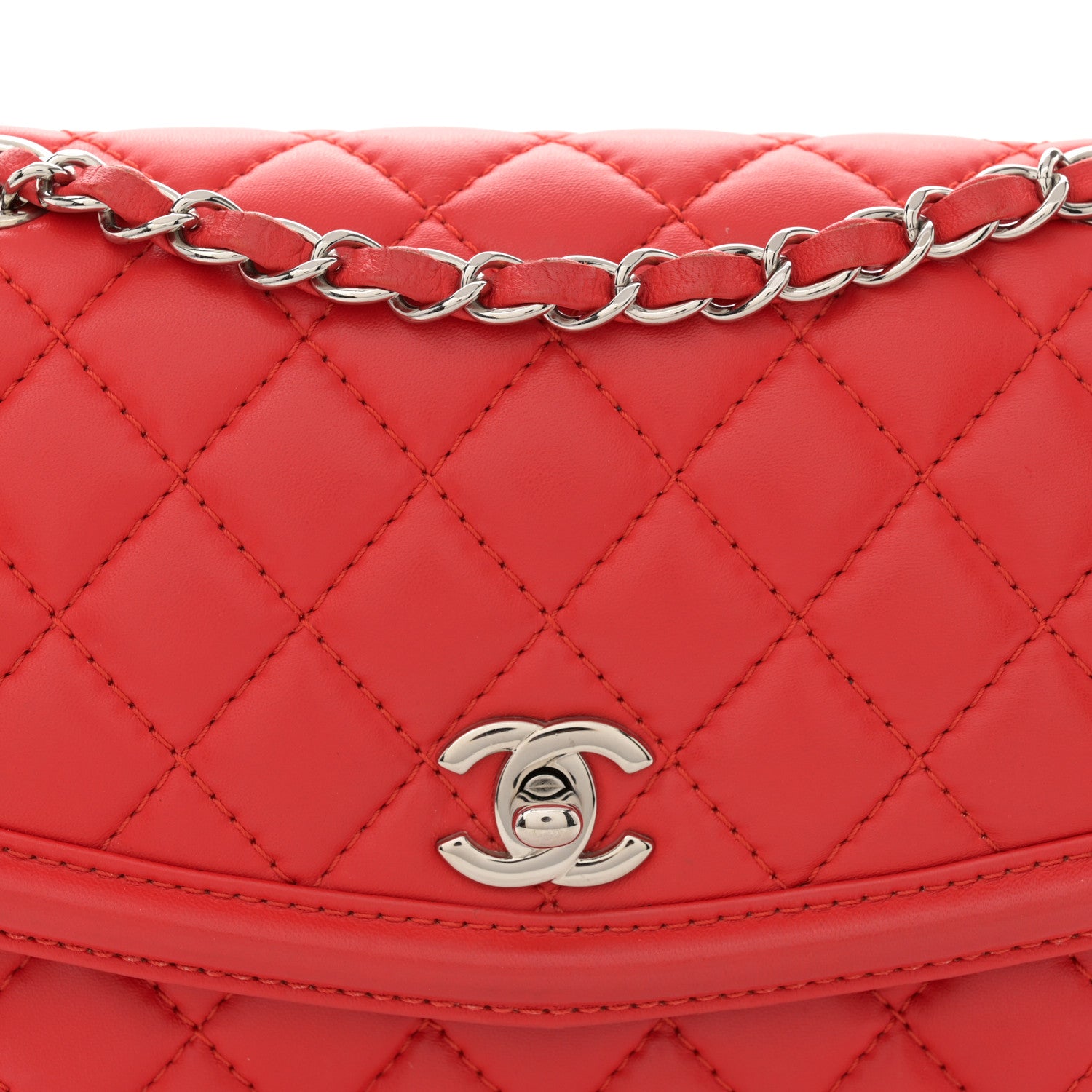 Chanel Lambskin Quilted Small Geometric Flap Red 8 of 15