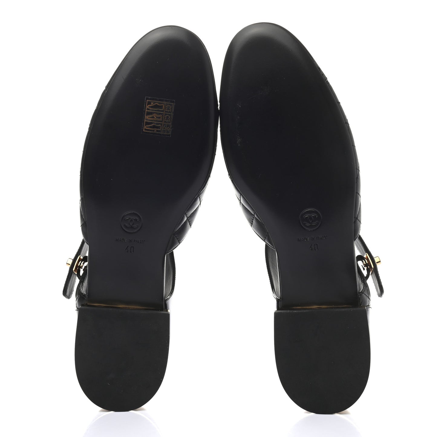 Patent Lambskin Quilted Cap Toe Ballerina Flats 40 Black