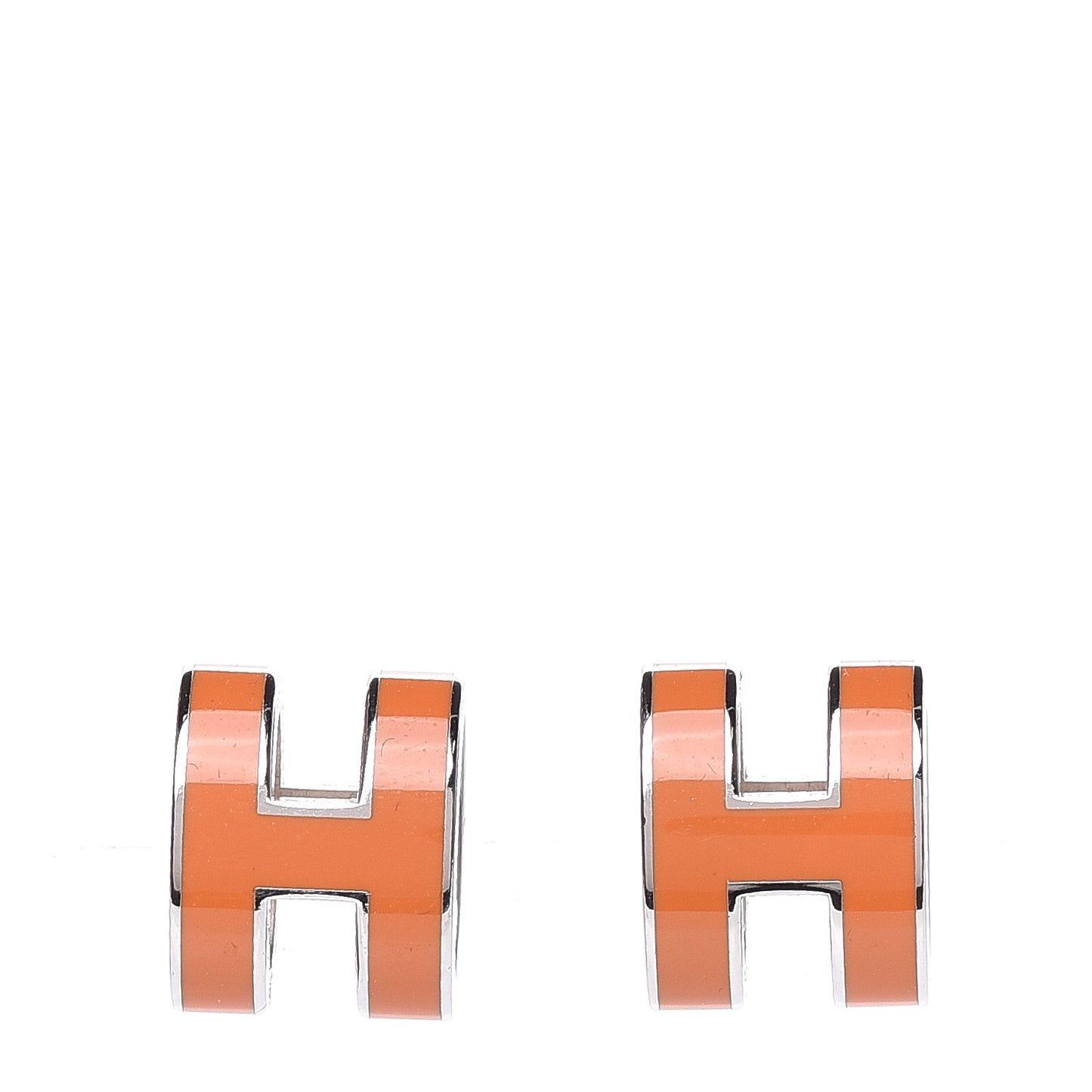 Gold Lacquered Pop H Earrings Orange